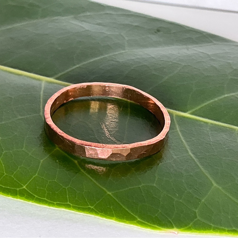 Raw Copper Ring Size 15.5 Band Jewelry Minimal Hammered Solid Handcrafted USA - Picture 2 of 10